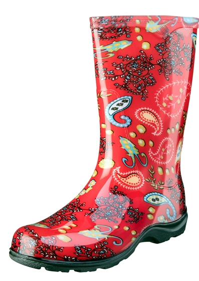 Sloggers Women's Rain & Garden Boots Paisley Red Print (Size 7)