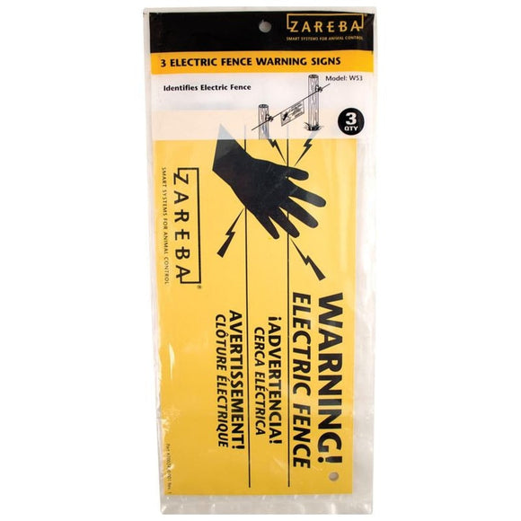 ZAREBA ELECTRIC FENCE WARNING SIGNS (3 PACK)