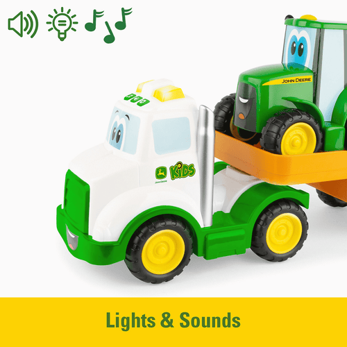 John Deere Lights & Sounds Farmin' Friends Toy Hauling Set with Truck and Backhoe Tractor (Hauler features lights and sounds)