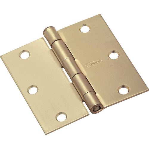 National 3-1/2 In. Square Satin Brass Door Hinge