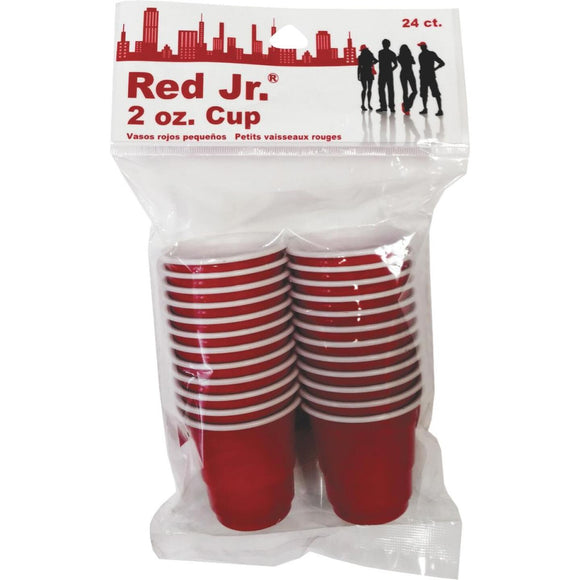 Red Jr. 2 Oz. Red Plastic Cups (24-Pack)