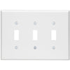 Leviton 3-Gang Smooth Plastic Mid-Way Toggle Switch Wall Plate, White