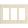 Leviton Decora 3-Gang Smooth Plastic Rocker Decorator Wall Plate, Ivory