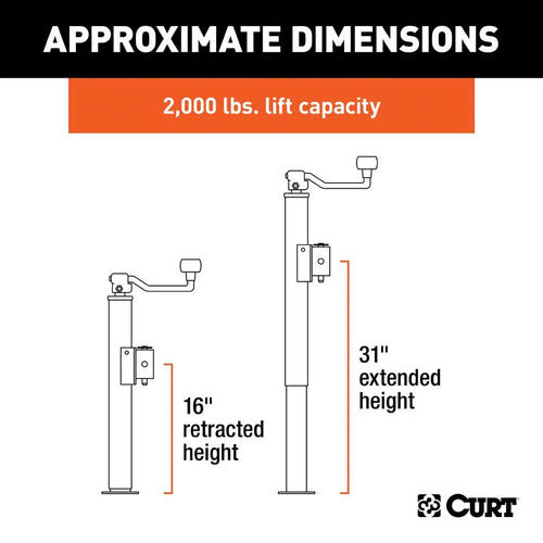 Curt Pipe-Mount Swivel Jack with Top Handle