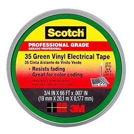 Electrical Tape, Green Vinyl, Professional Grade, 3/4-In. x 66-Ft.