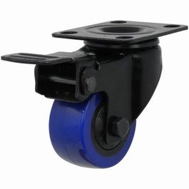 Blue Diamond TPU Wheel Caster, 2-In. D, Foot Activated Total Lock Break, 135-Lb. Load Capacity, 1-Pk