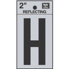 Address Letters, H, Reflective Black/Silver Vinyl, Adhesive, 2-In.