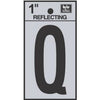 Address Letters, Q, Reflective Black/Silver Vinyl, Adhesive, 1-In.