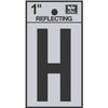 Address Letters, H, Reflective Black/Silver Vinyl, Adhesive, 1-In.