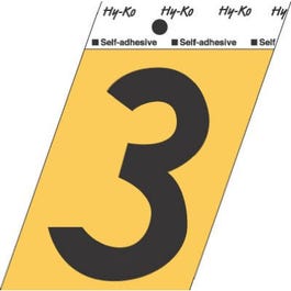 Address Numbers, 3, Angle-Cut, Black & Gold Adhesive, 3.5-In.