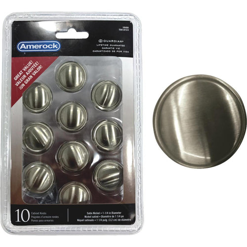 Amerock Allison Satin Nickel 1-1/4 In. Cabinet Knob, (10-Pack)