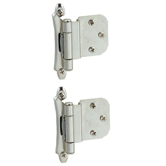 Amerock Polished Chromium 3/8 In. Self-Closing Inset Hinge, (2-Pack)