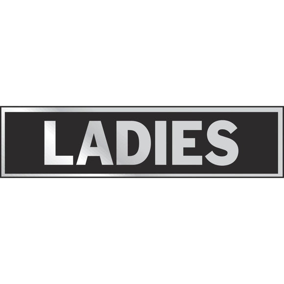 Hy-Ko Brushed Aluminum Restroom Sign, Ladies