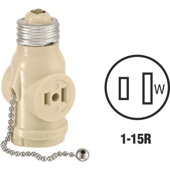 Leviton Ivory 125V Pull Chain Socket Adapter