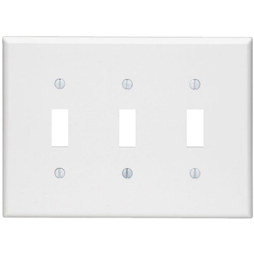 Leviton 3-Gang Smooth Plastic Mid-Way Toggle Switch Wall Plate, White