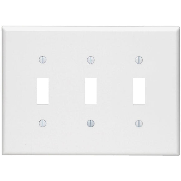 Leviton 3-Gang Smooth Plastic Mid-Way Toggle Switch Wall Plate, White