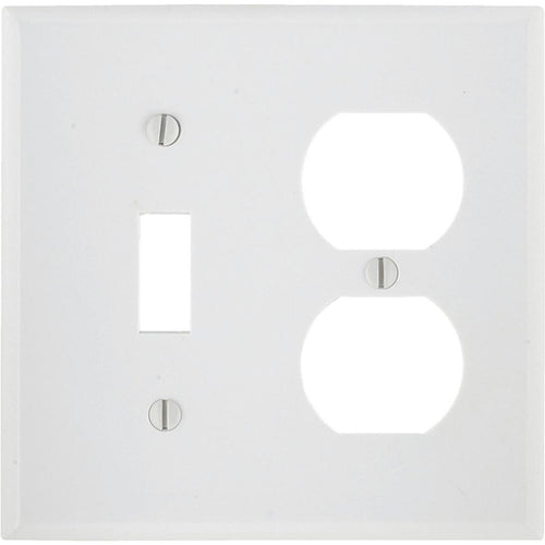 Leviton 2-Gang Plastic Single Toggle/Duplex Outlet Wall Plate, White