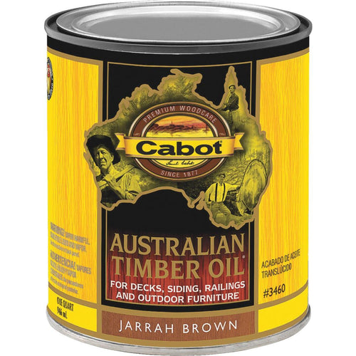 Cabot Australian Timber Oil Translucent Exterior Oil Finish, Jarrah Brown, 1 Qt.