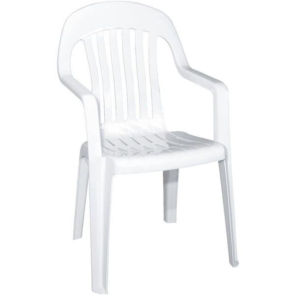 Adams White Resin High Back Stackable Chair Round Top TX La Grange TX Round Top Mercantile